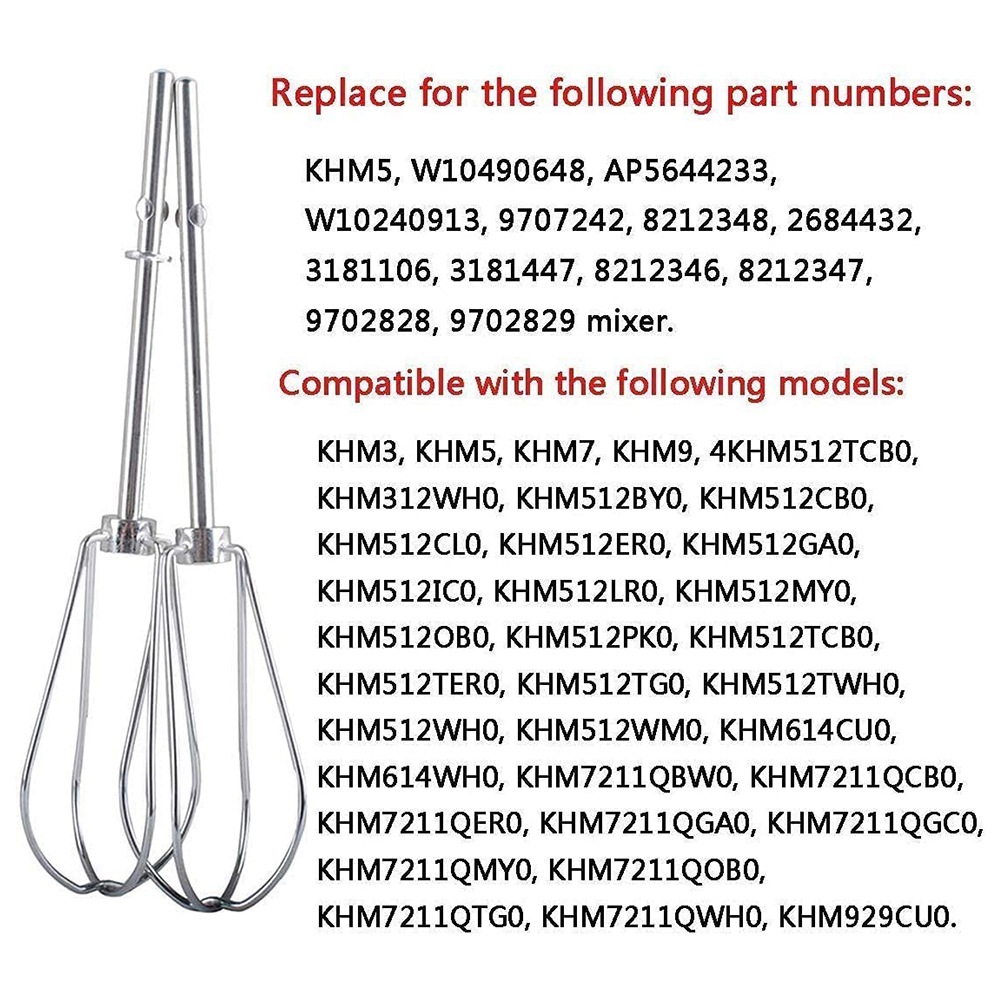 Kitchenaid Mixer Hand Mixer - [B25B!】 W10490648 & KHMPW Batedores para