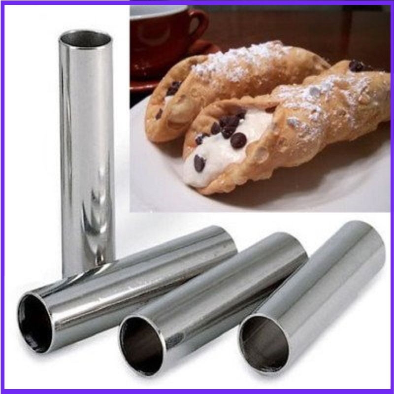 Danish Pancake Pan - Alluminum Cannoli Forms, 4 tubos por
